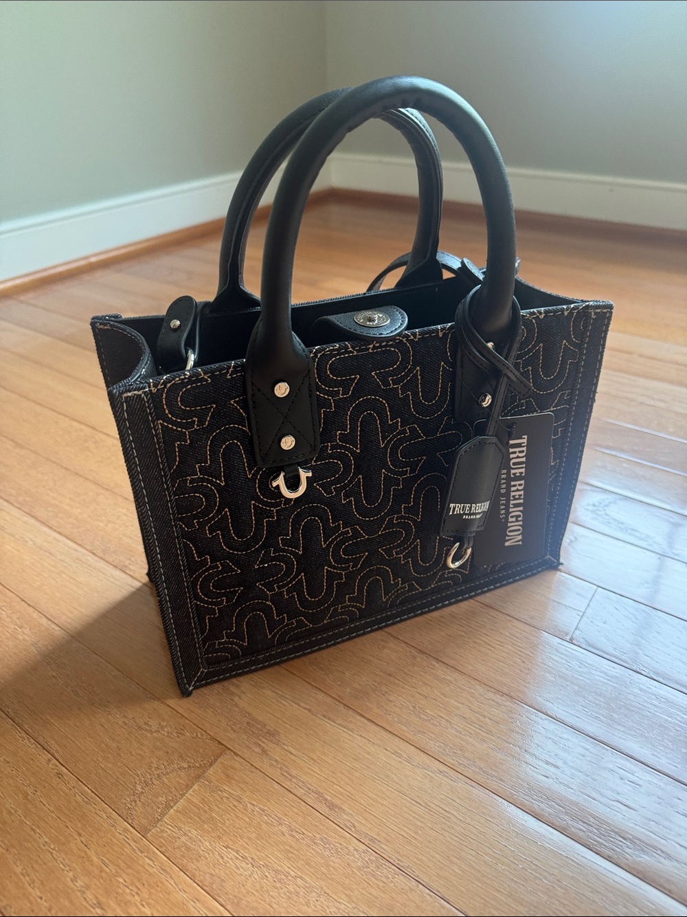True Religion Black Denim Crossbody NWT